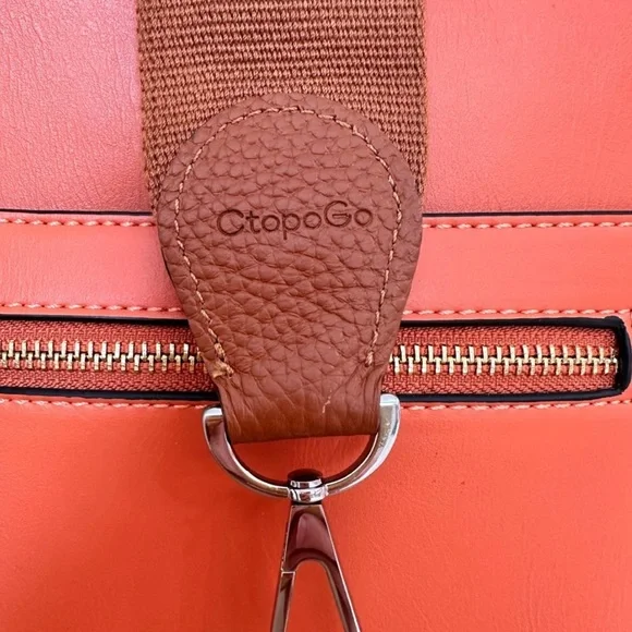 CtopoGo ~ Orange Crossbody Bag with Canvas Strap and Satin Interior - Picture 3 of 9